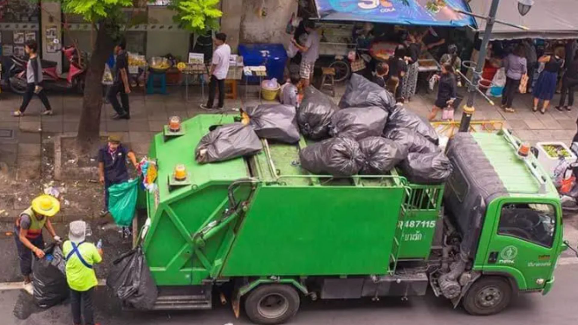 truck collecting garbage 